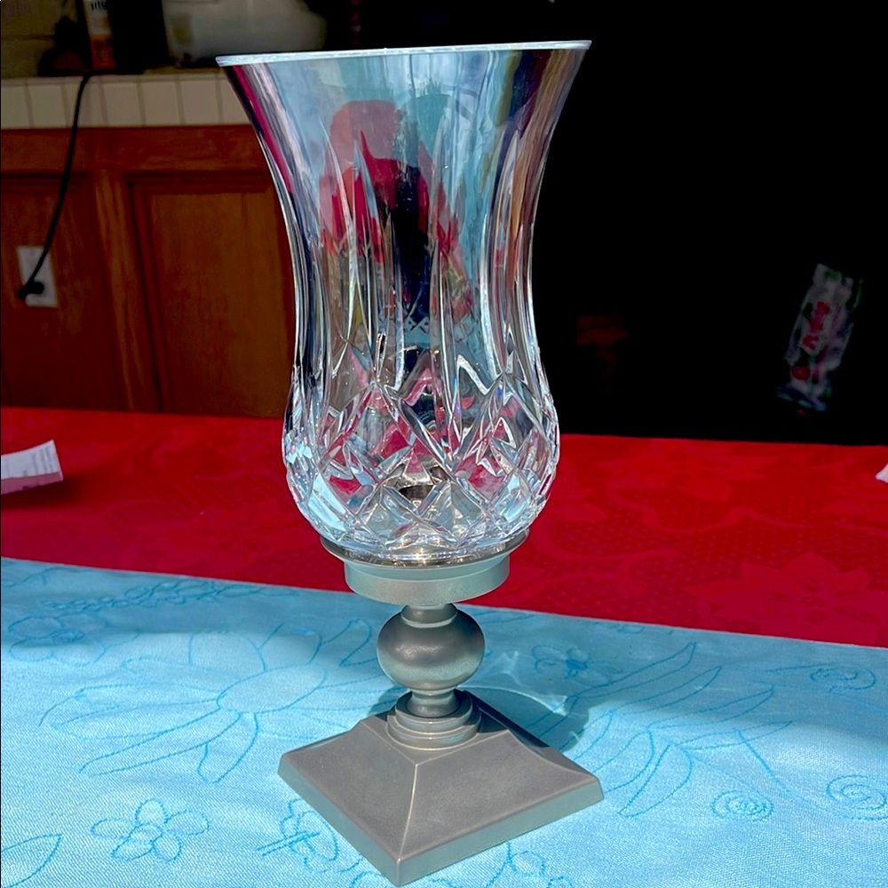 Waterford Crystal lamp with metal Base, both pieces signed